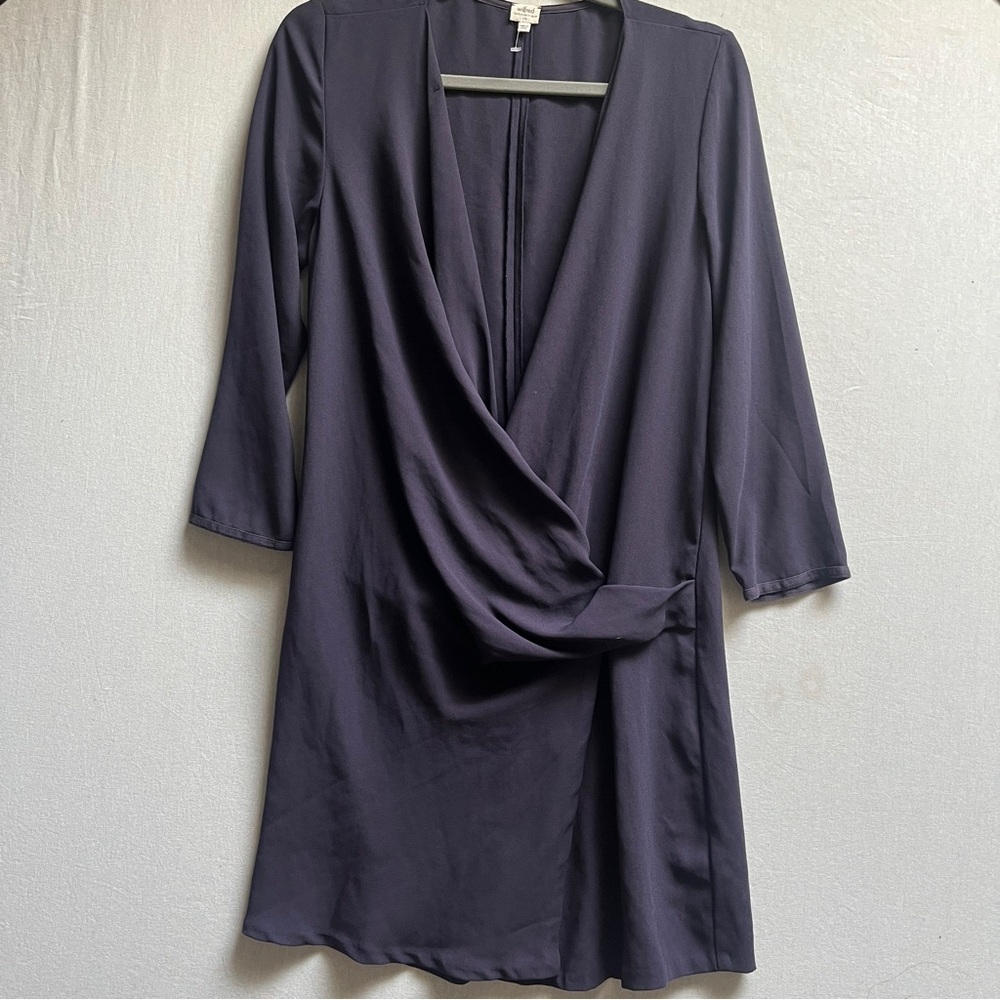 Aritzia Wilfred Plie Drape 3/4 Sleeve Wrap Midi Dress